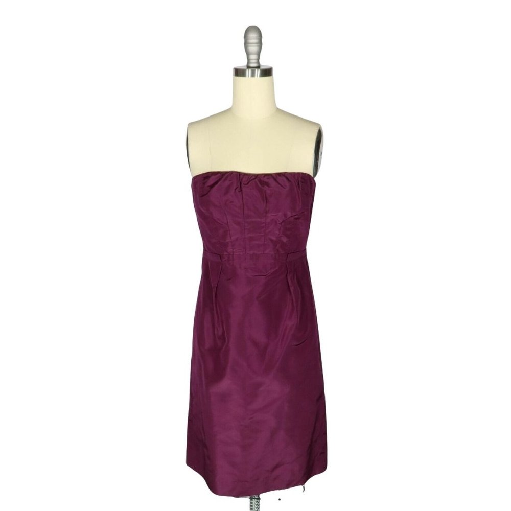 J CREW Size 4 Purple Silk Taffeta Gracen Strapless Formal Bridesmaid Dress - Picture 1 of 4